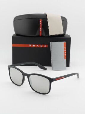 Prada PSA08S 1BO2B0 Square Sunglasses – Black / Light Grey